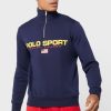 Laivastonsininen miesten Ralph Lauren -logoinen puolivetoketjullinen villapaita Laivastonsininen miesten Ralph Lauren -logoinen puolivetoketjullinen villapaita
