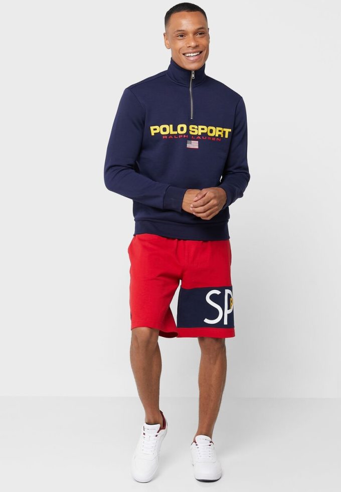 Laivastonsininen miesten Ralph Lauren -logoinen puolivetoketjullinen villapaita Laivastonsininen miesten Ralph Lauren -logoinen puolivetoketjullinen villapaita
