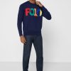 Laivastonsininen miesten Ralph Lauren -logollinen villapaita Laivastonsininen miesten Ralph Lauren -logollinen villapaita