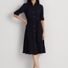 Laivastonsininen naisten Ralph Lauren Fit-and-Flaredress -mekko Laivastonsininen naisten Ralph Lauren Fit-and-Flaredress -mekko