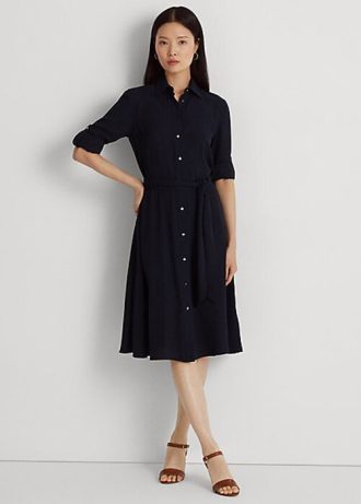 Laivastonsininen naisten Ralph Lauren Fit-and-Flaredress -mekko