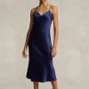 Laivastonsininen naisten Ralph Lauren Mulberry Silk Midi Slip -mekko Laivastonsininen naisten Ralph Lauren Mulberry Silk Midi Slip -mekko