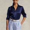 Laivastonsininen naisten Ralph Lauren Mulberry silkkipaidat