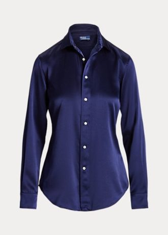 Laivastonsininen naisten Ralph Lauren Mulberry silkkipaidat Laivastonsininen naisten Ralph Lauren Mulberry silkkipaidat