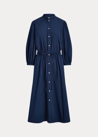 Laivastonsininen naisten Ralph Lauren puuvillainen laajakangasmekko