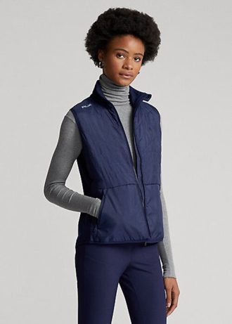 Laivastonsininen naisten Ralph Lauren tikattu etuvetoketjullinen hybridiliivi Laivastonsininen naisten Ralph Lauren tikattu etuvetoketjullinen hybridiliivi