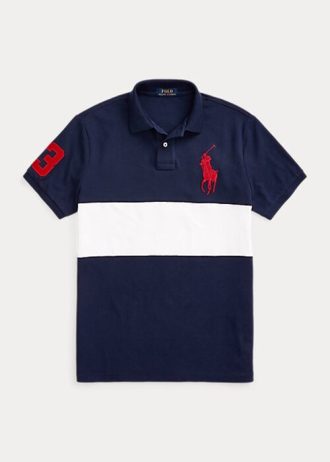 Laivastonsininen / valkoinen Miesten Ralph Lauren Big Pony Mesh poolopaidat Laivastonsininen / valkoinen Miesten Ralph Lauren Big Pony Mesh poolopaidat