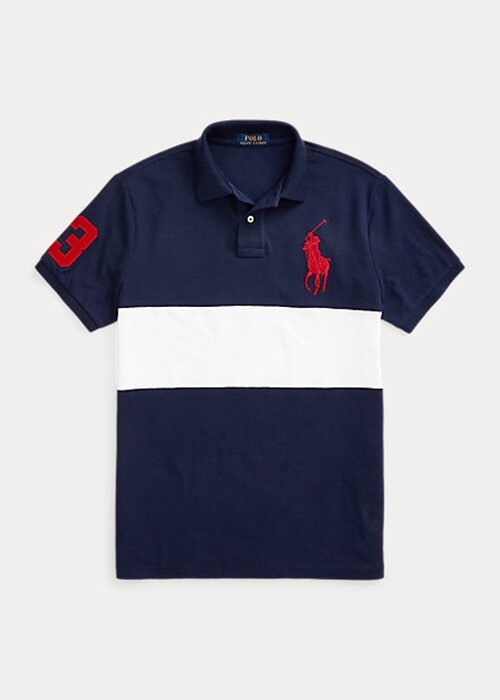 Laivastonsininen / valkoinen Miesten Ralph Lauren Big Pony Mesh poolopaidat Laivastonsininen / valkoinen Miesten Ralph Lauren Big Pony Mesh poolopaidat