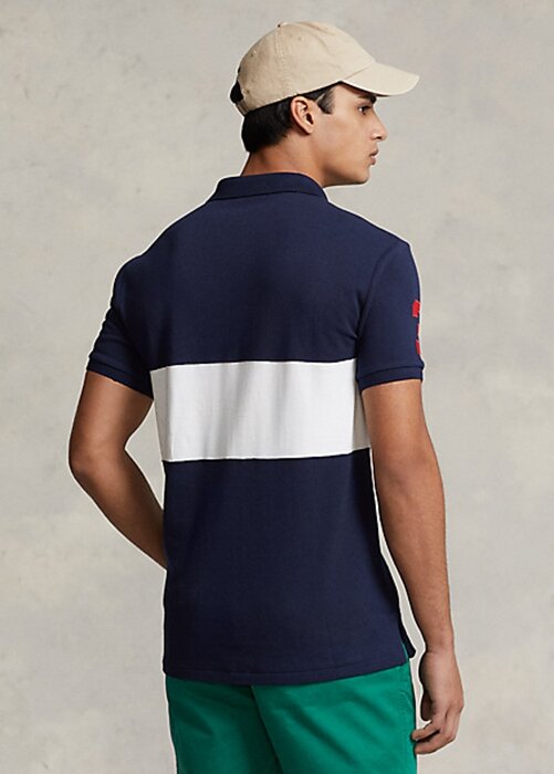 Laivastonsininen / valkoinen Miesten Ralph Lauren Big Pony Mesh poolopaidat Laivastonsininen / valkoinen Miesten Ralph Lauren Big Pony Mesh poolopaidat