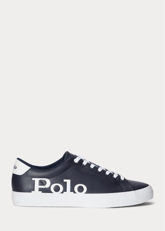 Laivastonsininen / valkoinen miesten Ralph Lauren Longwood Logo -nahkaiset tennarit Laivastonsininen / valkoinen miesten Ralph Lauren Longwood Logo -nahkaiset tennarit