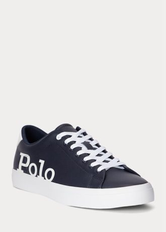 Laivastonsininen / valkoinen miesten Ralph Lauren Longwood Logo -nahkaiset tennarit Laivastonsininen / valkoinen miesten Ralph Lauren Longwood Logo -nahkaiset tennarit