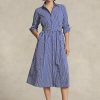 Laivastonsininen / valkoinen naisten Ralph Lauren -raidallinen mekko Laivastonsininen / valkoinen naisten Ralph Lauren -raidallinen mekko