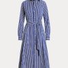 Laivastonsininen / valkoinen naisten Ralph Lauren -raidallinen mekko Laivastonsininen / valkoinen naisten Ralph Lauren -raidallinen mekko