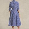 Laivastonsininen / valkoinen naisten Ralph Lauren -raidallinen mekko Laivastonsininen / valkoinen naisten Ralph Lauren -raidallinen mekko