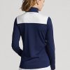 Laivastonsininen/vihreä naisten Ralph Lauren Chevron-Stripe Quarter-zip -pusero Laivastonsininen/vihreä naisten Ralph Lauren Chevron-Stripe Quarter-zip -pusero