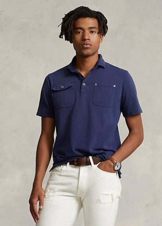 Laivastonsiniset miesten Ralph Lauren Classic Fit Mesh taskupoolopaidat Laivastonsiniset miesten Ralph Lauren Classic Fit Mesh taskupoolopaidat
