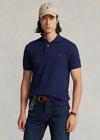 Laivastonsiniset miesten Ralph Lauren Ikoniset mesh poolopaidat Laivastonsiniset miesten Ralph Lauren Ikoniset mesh poolopaidat