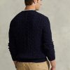 Laivastonsiniset miesten Ralph Lauren kaapelineulotut puuvillaiset neulepuserot Laivastonsiniset miesten Ralph Lauren kaapelineulotut puuvillaiset neulepuserot