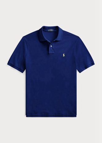 Laivastonsiniset miesten Ralph Lauren mukautetut Slim Fit mesh poolopaidat Laivastonsiniset miesten Ralph Lauren mukautetut Slim Fit mesh poolopaidat