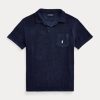 Laivastonsiniset miesten Ralph Lauren mukautetut Slim Fit Terry poolopaidat Laivastonsiniset miesten Ralph Lauren mukautetut Slim Fit Terry poolopaidat
