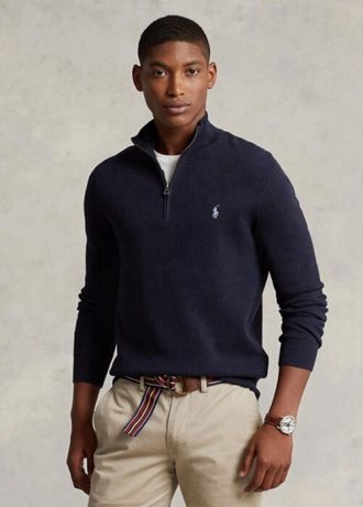 Laivastonsiniset miesten Ralph Lauren -puuvillaiset neulepuserot Laivastonsiniset miesten Ralph Lauren -puuvillaiset neulepuserot