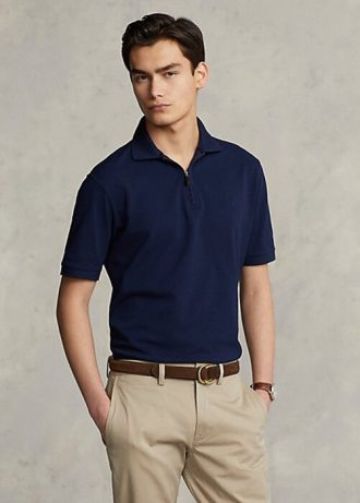 Laivastonsiniset miesten Ralph Lauren Stretch Mesh -vetoketjulliset poolopaidat Laivastonsiniset miesten Ralph Lauren Stretch Mesh -vetoketjulliset poolopaidat