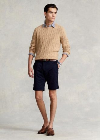 Laivastonsiniset miesten Ralph Lauren Stretch Slim Fit chino shortsit
