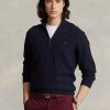 Laivastonsiniset miesten Ralph Lauren verkkoneulotut puuvillaiset neulepuserot Laivastonsiniset miesten Ralph Lauren verkkoneulotut puuvillaiset neulepuserot