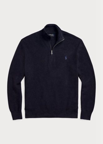 Laivastonsiniset miesten Ralph Lauren verkkoneulotut puuvillaiset neulepuserot Laivastonsiniset miesten Ralph Lauren verkkoneulotut puuvillaiset neulepuserot