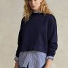 Laivastonsiniset naisten Ralph Lauren Boxy mokkanahka-patch ranskalaiset frotee collegepaidat