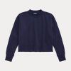 Laivastonsiniset naisten Ralph Lauren Boxy mokkanahka-patch ranskalaiset frotee collegepaidat