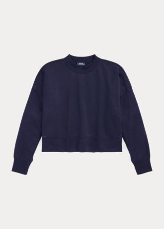 Laivastonsiniset naisten Ralph Lauren Boxy mokkanahka-patch ranskalaiset frotee collegepaidat
