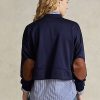 Laivastonsiniset naisten Ralph Lauren Boxy mokkanahka-patch ranskalaiset frotee collegepaidat