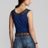 Laivastonsiniset naisten Ralph Lauren Indigo-virkatut Camisole-paidat
