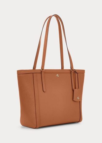 Lauren Tan naisten Ralph Lauren Crosshatch nahkaiset keskikokoiset Clare-kangaskassit