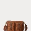 Lauren Tan naisten Ralph Lauren -nastalliset nahkaiset keskikokoiset Noa Crossbody -laukut Lauren Tan naisten Ralph Lauren -nastalliset nahkaiset keskikokoiset Noa Crossbody -laukut
