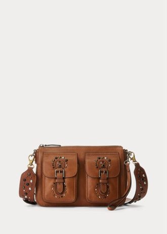 Lauren Tan naisten Ralph Lauren -nastalliset nahkaiset keskikokoiset Noa Crossbody -laukut