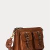 Lauren Tan naisten Ralph Lauren -nastalliset nahkaiset keskikokoiset Noa Crossbody -laukut Lauren Tan naisten Ralph Lauren -nastalliset nahkaiset keskikokoiset Noa Crossbody -laukut