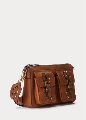 Lauren Tan naisten Ralph Lauren -nastalliset nahkaiset keskikokoiset Noa Crossbody -laukut