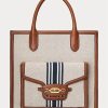 Lauren Tan/Navy naisten Ralph Lauren Canvas -suuret Symone-kangaskassit Lauren Tan/Navy naisten Ralph Lauren Canvas -suuret Symone-kangaskassit