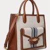 Lauren Tan/Navy naisten Ralph Lauren Canvas -suuret Symone-kangaskassit Lauren Tan/Navy naisten Ralph Lauren Canvas -suuret Symone-kangaskassit