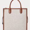 Lauren Tan/Navy naisten Ralph Lauren Canvas -suuret Symone-kangaskassit Lauren Tan/Navy naisten Ralph Lauren Canvas -suuret Symone-kangaskassit