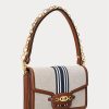 Lauren Tan /Navy Naisten Ralph Lauren Raidallinen Canvas Medium Käsilaukku Lauren Tan /Navy Naisten Ralph Lauren Raidallinen Canvas Medium Käsilaukku