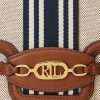 Lauren Tan /Navy Naisten Ralph Lauren Raidallinen Canvas Medium Käsilaukku Lauren Tan /Navy Naisten Ralph Lauren Raidallinen Canvas Medium Käsilaukku