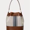 Lauren Tan/ Navy Stripe naisten Ralph Lauren Canvas iso Andie käsilaukku