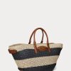 Luonnollinen/musta/laurenruskea naisten Ralph Lauren -raidallinen olki, keskikokoiset Daphney-kassit Luonnollinen/musta/laurenruskea naisten Ralph Lauren -raidallinen olki, keskikokoiset Daphney-kassit