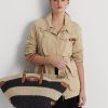 Luonnollinen/musta/laurenruskea naisten Ralph Lauren -raidallinen olki, keskikokoiset Daphney-kassit Luonnollinen/musta/laurenruskea naisten Ralph Lauren -raidallinen olki, keskikokoiset Daphney-kassit