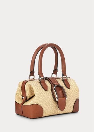 Luonnollinen naisten Ralph Lauren Raffia Welingtonin minikäsilaukku