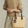 Luonnolliset naisten Ralph Lauren nahkaverhoilut, keskikokoiset Bellport-kangaskassit Luonnolliset naisten Ralph Lauren nahkaverhoilut, keskikokoiset Bellport-kangaskassit