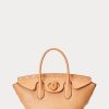 Luonnolliset naisten Ralph Lauren -nastalliset Vachetta Medium Bellport -laukut Luonnolliset naisten Ralph Lauren -nastalliset Vachetta Medium Bellport -laukut